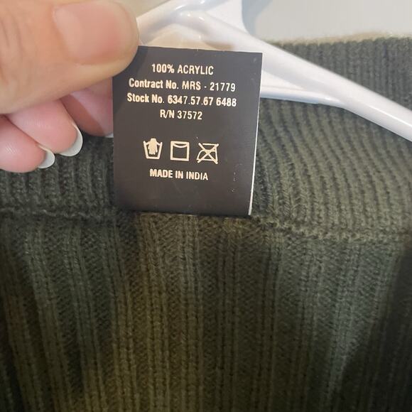 Rothco Military Commando Sweater Men’s L Green Rib Knit Shoulder Elbow Patches - Picture 4 of 7